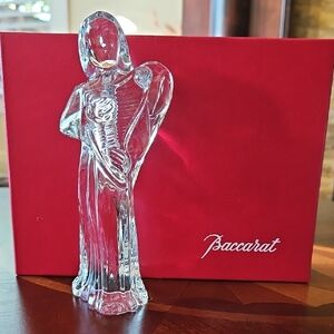 Baccarat Signed Crystal Angel with Harp in Original Box, Stunning Condition